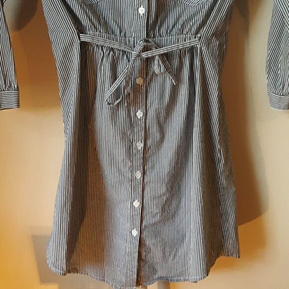H&M STRIPED 3/4 SLEEVE BUTTONDOWN TUNIC TOP 2 - Picture 4 of 6